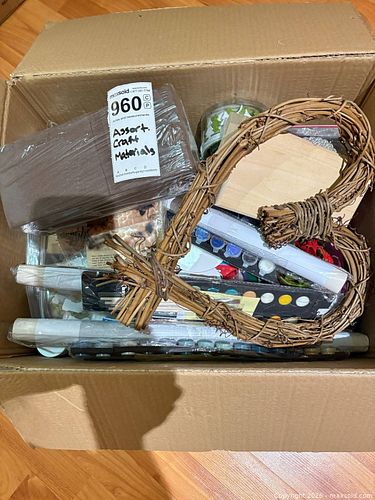 Assorted Craft Supplies Lot — Ribbons, Felt, Cord, Stickers, Wooden Box, Oasis, Popsicle Sticks, Paints & Wreath (1 of 8)