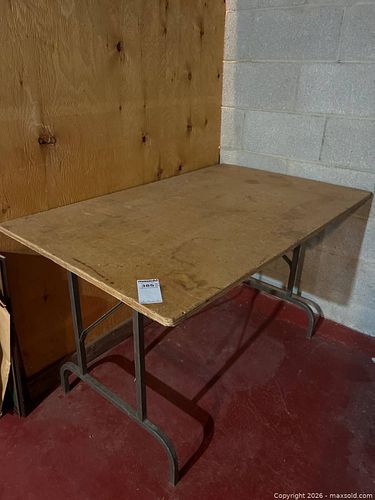 Foldable Utility Table with Wooden Top and Metal Legs, 48x30x29 (1 of 7)