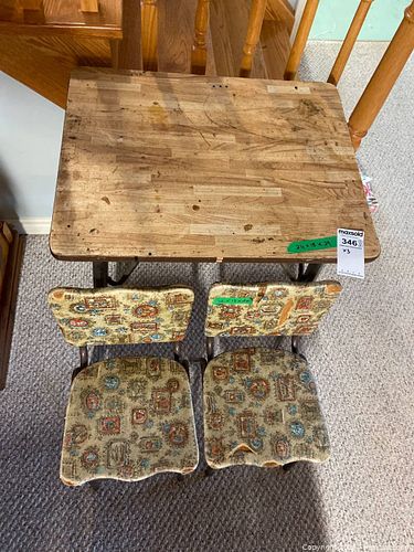 Retro Table and Two Upholstered Metal Chairs (1 of 6)