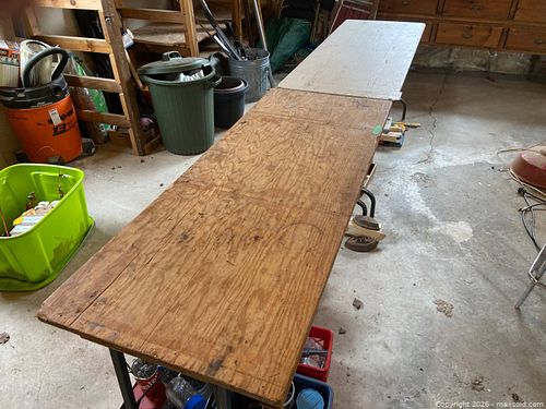 Two Wood and Metal Folding Table with Two-Tone Surface (1 of 4)