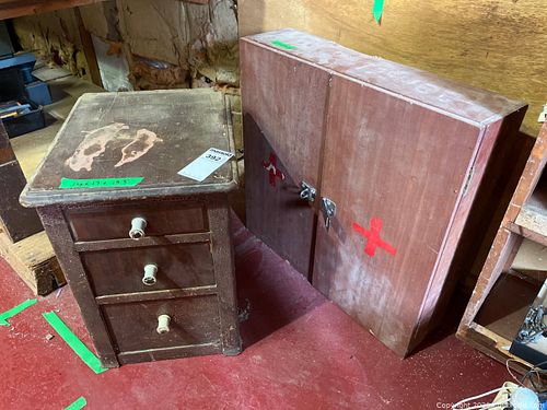 Wooden Three-Drawer Side Table and Wall-Mount Cabinet (1 of 13)