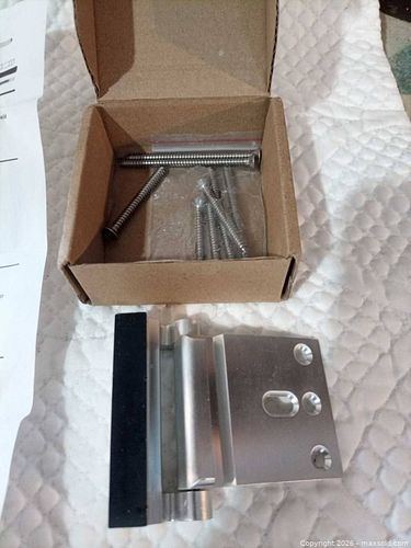 New Aluminum Door Security Latch, Brushed Silver (Inward Swing) (1 of 5)