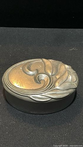 Collectible Heavy Pure Pewter Jewlery Box stamped  (1 of 3)