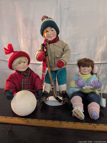 Porcelain & Cloth Hockey-Themed Winter Collectible Doll 12-16in (1 of 11)