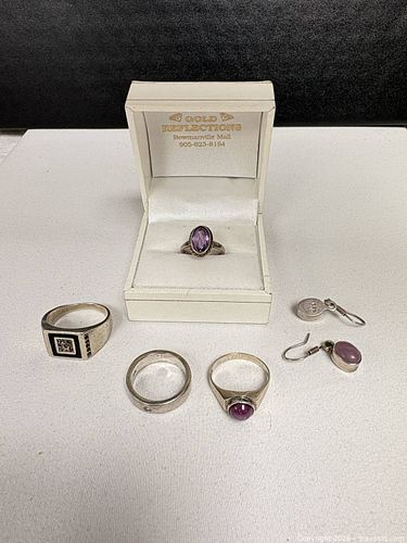 collection of assorted sterling silver jewelry pieces including rings and earrings (1 of 11)