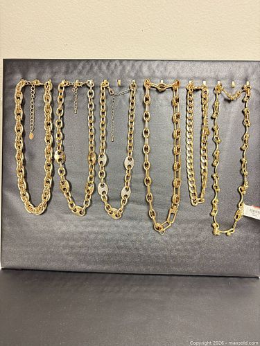 gold-toned mariner and link chain necklaces, likely fashion jewelry (1 of 10)