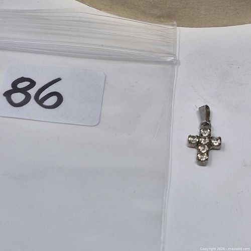 Cross Pendant Marked Sterling with Clear Stone Accents (1 of 5)