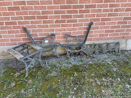 Cast Iron Outdoor Bench frame and Stool Frames with Leaf and Bird Motif (1 of 13)