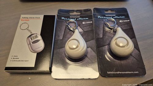 Talking Personal Alarm Keychain 3-Pack — 125 dB, White/Silver (1 of 10)