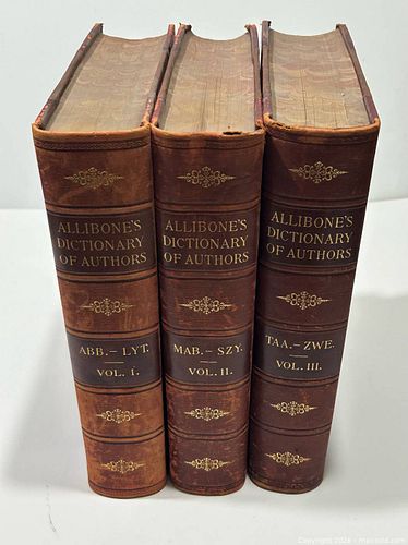 Allibone's Dictionary of Authors 3 vol Leather Bound Book Set (1 of 19)