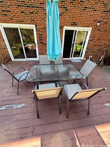 Patio Furniture: Rectangular Table, Six Chairs & Umbrella (1 of 22)