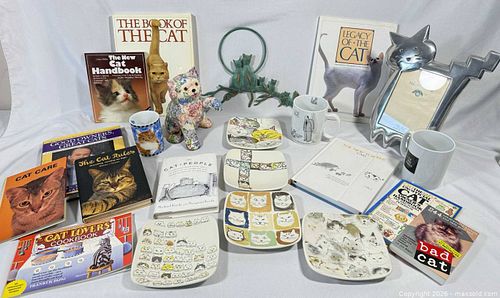 1990s Cat-Themed Collectibles Lot: Books, Mugs, Plates (1 of 10)