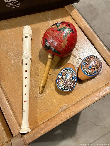 Lot of 4 Musical Instruments: Soprano Recorder, Maraca, Ocarina (1 of 4)