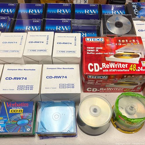 Over 400 new data storage media, including multiple boxes of CD-RW discs and a Lite-On  (1 of 8)