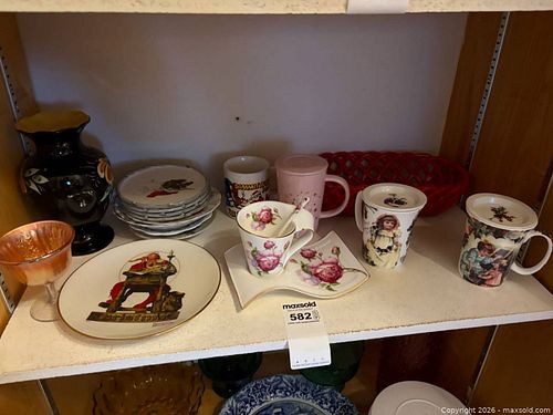 Assorted Decorative Plates, Mugs, Vase & Glassware — Porcelain & Glass (1 of 3)