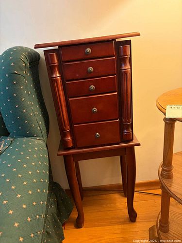 Cherry Wood Jewelry Armoire with Mirror (1 of 6)