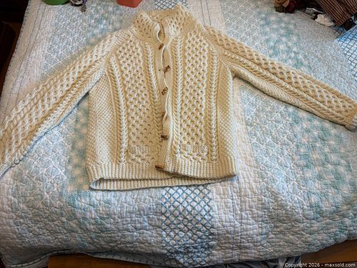 Cream Aran Cable Knit Wool Blend Cardigan (1 of 6)