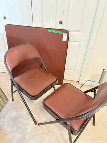 Brown 34" x 34" Folding Table with 2 Folding Chairs (1 of 9)