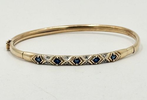 Sapphire And Diamond Hinged Gold Bangle (1 of 4)