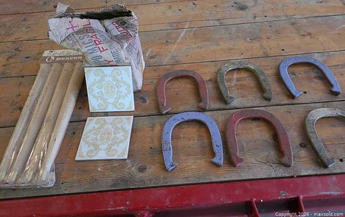 Mixed lot: Playing horseshoes, 18" furniture legs & 4x4 tiles (1 of 12)