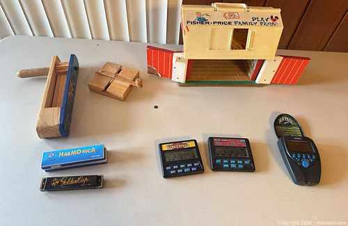 Mixed Vintage Toy Lot: Fisher-Price Farm, Harmonicas & Games (1 of 11)
