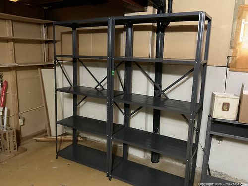 Black Steel Storage Shelving Unit, 2 Joined Sections (1 of 3)