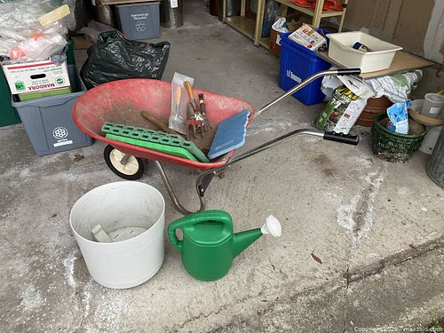 Garden Wheelbarrow with Hand Tools, Planter, Watering Can (1 of 4)