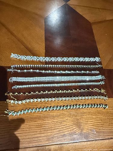 Lot of 8 Tennis Bracelets - Sterling & Gold-Plated (1 of 18)