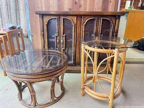 2 Door Cabinet; Small Coffee Table; Small Rattan & glass Side table.  (1 of 12)