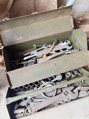 Metal Toolbox with Assorted Wrenches & Sockets (1 of 5)
