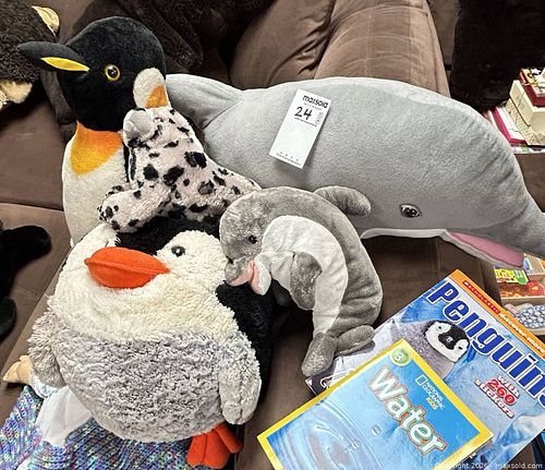 Plush Animal Lot: Dolphin, Penguin, Seal, Leopard Seal (up to 24 in) (1 of 8)