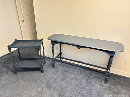 Navy Blue Painted Console and Two-Tier Side Table Set (1 of 16)