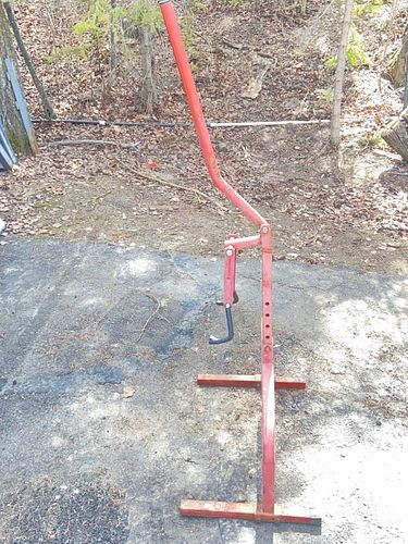 Red Steel Motorcycle/Ski-doo lift/ Wheel Chock / Adjustable Stand (1 of 4)