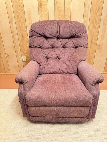 La-Z-Boy Plum Tufted Recliner Armchair with Built-In Ottoman (1 of 10)