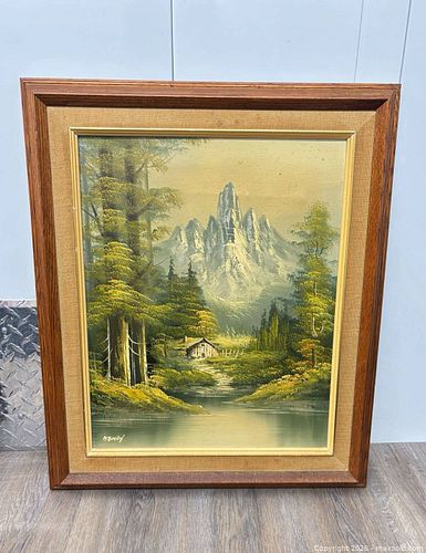 Signed Oil on Canvas Landscape Painting in Wood Frame HENRY (1 of 9)