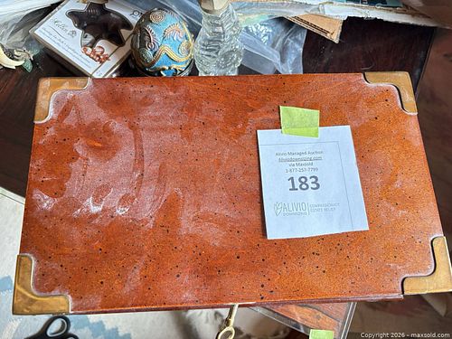 Vintage Wood Jewelry Box with Brass Hardware & Key (1 of 3)