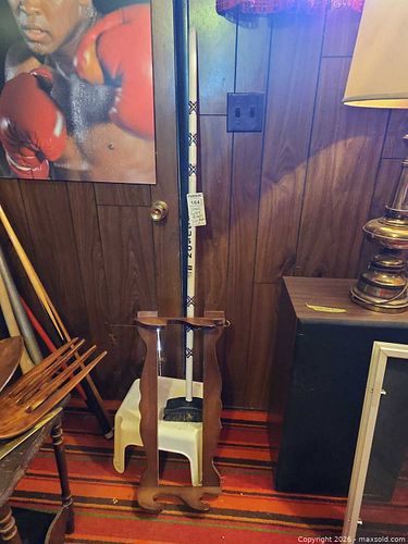 Curling Broom, Plastic Step Stool & Wooden Rack - Ferguson Handle C (1 of 7)