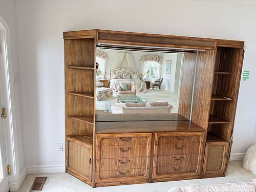 Kaufman/Collingwood Walnut Wall Unit with Rattan Doors D (1 of 15)