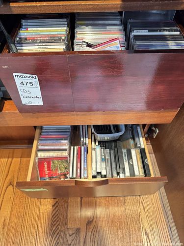 Mixed CDs & Audio Cassettes Collection with Wooden Storage Cabinet B (1 of 13)