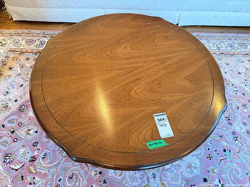 Round Brown Wood Veneer Coffee Table C (1 of 8)