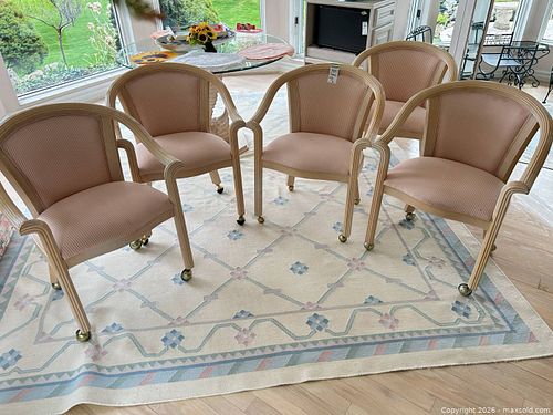 Wood Frame Upholstered Dining Armchairs with Casters C (1 of 15)