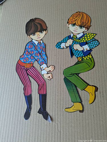 Collection of Vintage Big Eye Mod Go Go Dancer Cardboard Cutouts (1 of 4)
