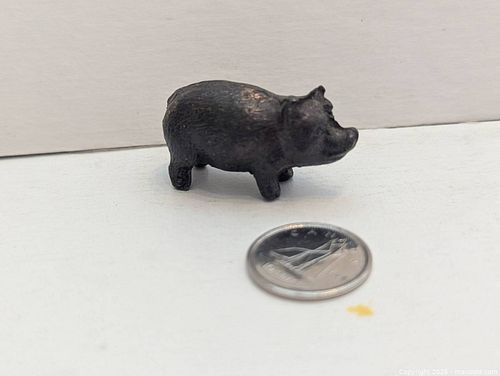 Vintage Miniature Carnival Prize Pig Figure - Bronze Finish (1 of 2)