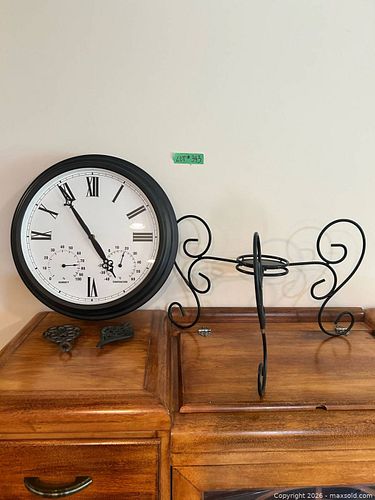 Black Metal Indoor Wall Clock with Thermometer & Hygrometer (1 of 6)