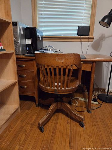 Wooden Desk & Rolling Chair (1 of 9)
