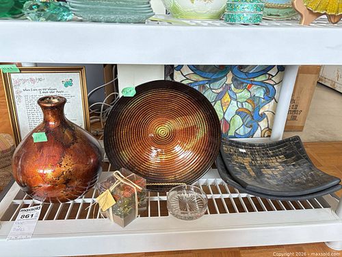 Assorted Decorative Home Accents: Vase, Iridescent Bowl, Tray B (1 of 11)