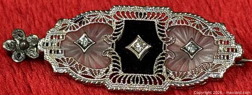 10k Gold Art Deco Diamond Pendant Brooch (1 of 19)