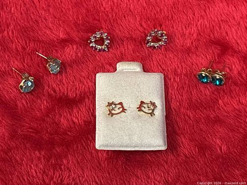 4 Pairs 10k Gold Earrings Lot (1 of 19)