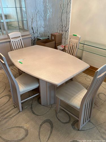 Dining Table and Four Chairs Set With Textured Finish (1 of 15)