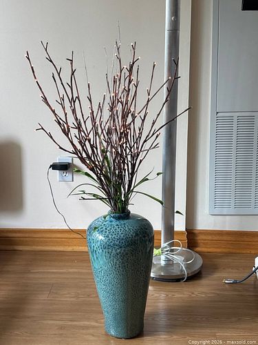 Turquoise Ceramic Vase with LED Branch Arrangement (1 of 10)